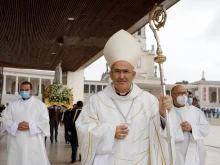 Cardinal José Tolentino de Mendonça celebrates Mass at Fatima, Portugal, May 13, 2021.